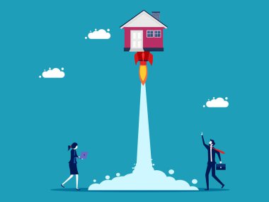 Ev lansmanı. Emlak büyür. iş konsepti vektör illüstrasyonu