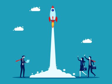 Bir iş kur. Roket gökyüzüne doğru yükseldi. Finans ve Yatırım Konsepti 