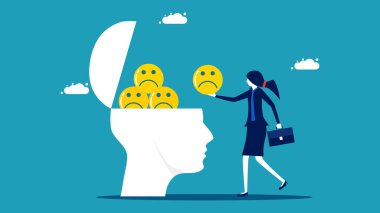 Olumsuz düşün. Aklına kötümserliği de ekle. iş konsepti vektör illüstrasyonu