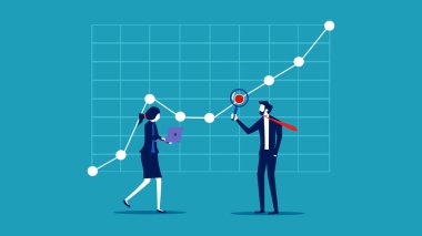 Kusur arayışı analiz ediliyor. İşini büyüt. finansal ve yatırım konsepti vektör illüstrasyonu