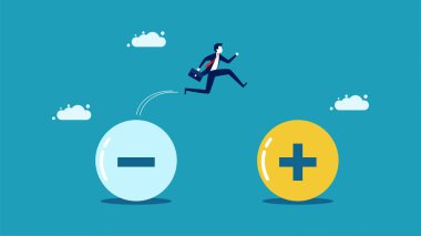 İş adamları tutumlarını olumsuzdan olumluya değiştirir. iş konsepti vektörü