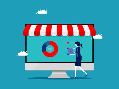 İş piyasası araştırmaları. Piyasa araştırması. İş kadını çevrimiçi pazar vektörünü analiz ediyor