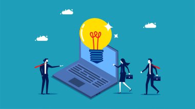 Yeni iş fikirleri keşfedin. Yeni fikirlerin ve yeniliklerin lideri. iş konsepti vektörü