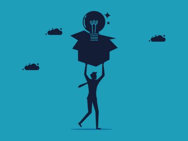 Yeni iş fikirleri keşfedin. Yeni fikirlerin ve yeniliklerin lideri. iş konsepti vektörü