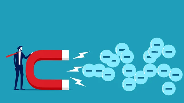 Empresários Usam Ímãs Para Atrair Pensamentos Negativos Pensamentos Negativos —  Vetores de Stock