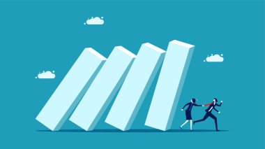 Krizlerden uzak dur. Bir iş adamı düşen bir bloktan kaçar. vektör illüstrasyonu