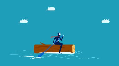 Focus on the direction of work. A businessman sails forward with determination vector