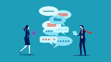 İş adamları diğer insanlardan gelen bilgileri dinlerler. Toplantı vektörünün dakikalarını özetle ve kaydet