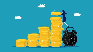 Uzun vadeli yatırım. Yatırımcılar tasarruflarını zamanında tutarlar. finansal vektör illüstrasyonu