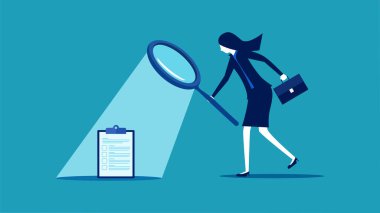 Businesswomen analyze and discover secret documents. business concept vector illustration