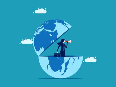 Küresel iletişim ve halkla ilişkiler. iş konsepti vektör illüstrasyonu