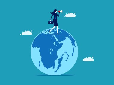 Küresel iletişim ve halkla ilişkiler. iş konsepti vektör illüstrasyonu