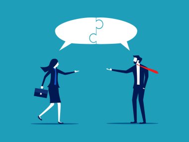 İletişim becerileri ya da müşteri ilişkileri. İş adamları fikir paylaşımı vektörü