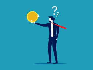 Finans ve yatırım hakkında düşünen bir iş adamı. Finansal sorunlar. vektör illüstrasyonu