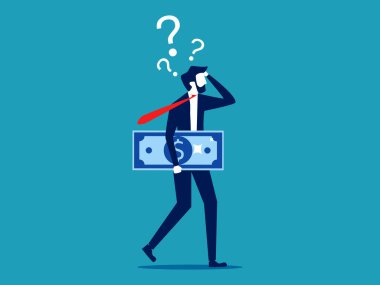 businessman thinking about finance and investment. Financial problems. vector illustration