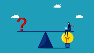 İşteki sorunları çöz. İş adamları sorunları çözmek için fikirleri kullanır. vektör illüstrasyonu