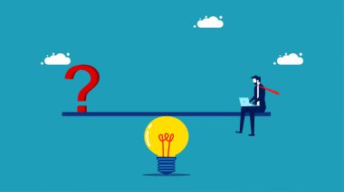 İşteki sorunları çöz. İş adamları sorunları çözmek için fikirleri kullanır. vektör illüstrasyonu