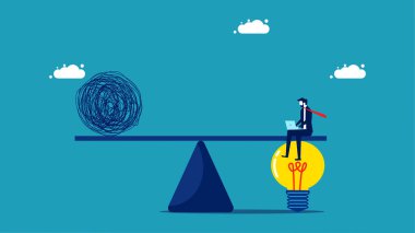 Kaosu çöz. İş adamları yaratıcılıklarını sorunları çözmek için kullanırlar. vektör illüstrasyonu