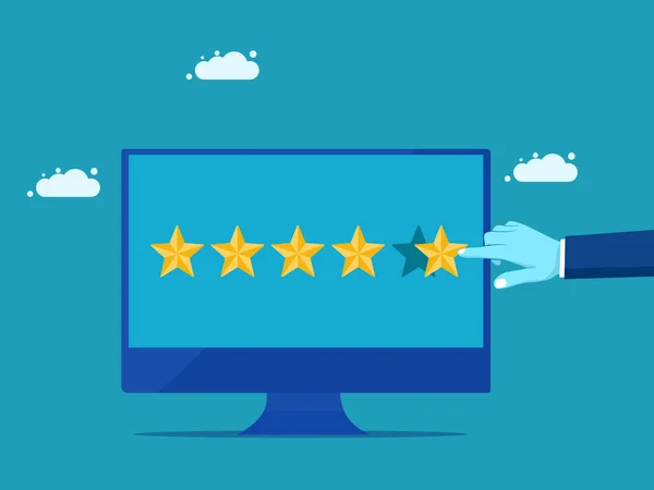 Feedback Online Businessman Gave Five Stars Customer Experience Concept Vector — Stock vektor