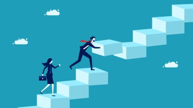 Remove obstacles. businessman repairs a broken staircase. business concept vector illustration