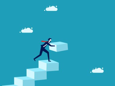 Personal development. Challenges and ambitions. Businessmen build ladders to success. business concept vector