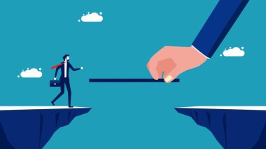 Business support. Build a bridge to help businesses. business concept vector 