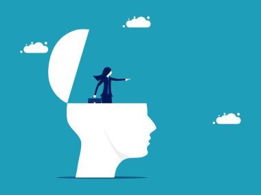 Personal control. Female business leaders take control of the right direction. vector illustration