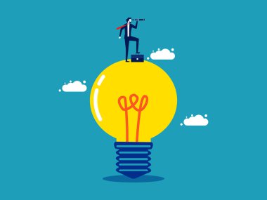 Vision and Creativity. looking at the telescope on the lamp vector