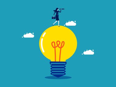 Vision and Creativity. looking at the telescope on the lamp vector illustration