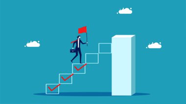 Progress towards success. Businessman checking list of completed tasks vector