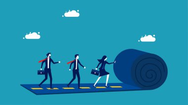 Female leaders determine the direction of the organization. business development. vector illustration