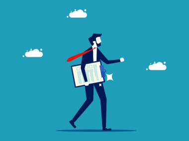 Business accountant. Businessman holding a board of documents. business concept vector illustration