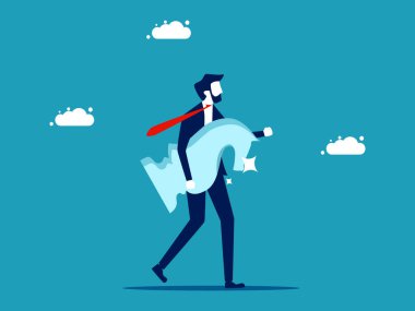 Business strategist. Businessman holding a chess horse. business concept vector illustration