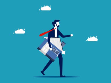 Real estate investor. Businessman holding a house. invesment concept vector illustration