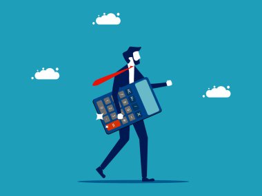 Computing thinker. Businessman holding a calculator. business concept vector illustration eps