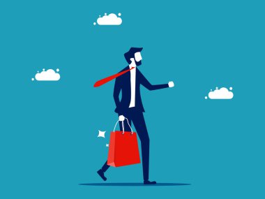 Businessman holding shopping bags. Business concept vector illustration eps