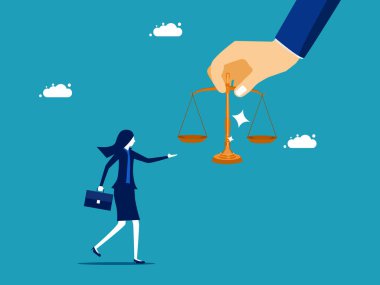 Fair business. Businesswoman holding a scale. business concept vector illustration eps