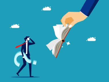 Provide business knowledge. Businessman giving a book. business concept vector illustration