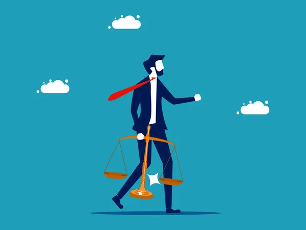 Business Justice Businessman Holding Scales Vector Business Concept Illustration — Διανυσματικό Αρχείο