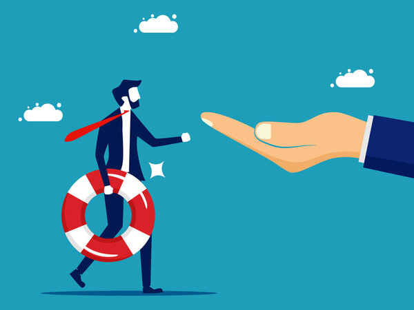 Ask for help. Businessmen provide business assistance. business concept vector illustration eps