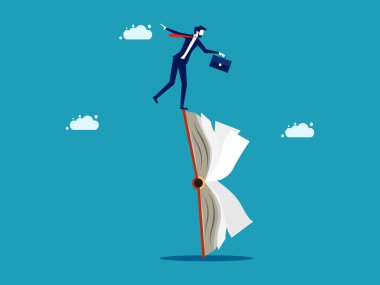 Good books help to succeed in business. Businessmen who learn new skills on business book vector