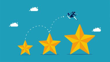 Promotion to a higher position. businesswoman runs on a growing star. vector illustration