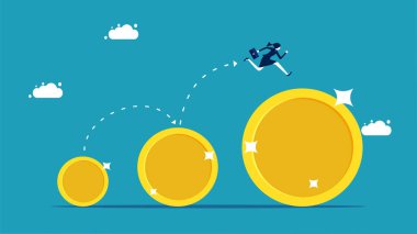 Money grows. Businessmen run on growing money. vector illustration eps