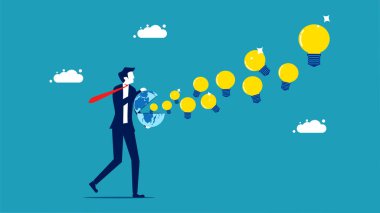 creative world. Businessmen open up a world of creativity. vector illustration