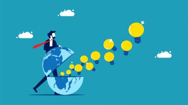 creative world. Businessmen open up a world of creativity. vector illustration