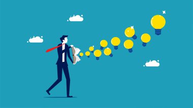 spread knowledge and creativity. A businessman opens a book of creativity. vector illustration