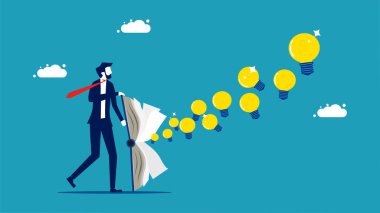 spread knowledge and creativity. A businessman opens a book of creativity. vector illustration