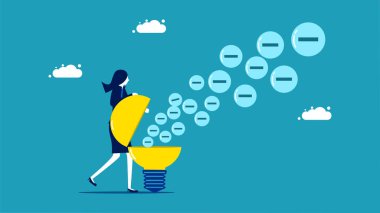 Spread negative thoughts. The negative electrode came out of the thought bulb vector