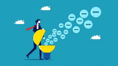 Spread negative thoughts. The negative electrode came out of the thought bulb vector