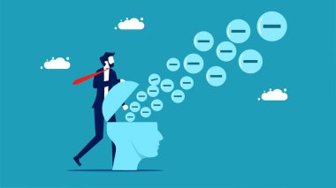 Businessman spread negative thoughts. The negative terminal comes out of the head vector